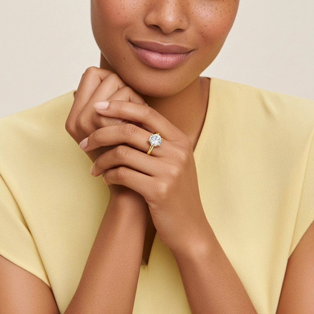 1.00ct Moissanite Engagement Ring 18K Gold