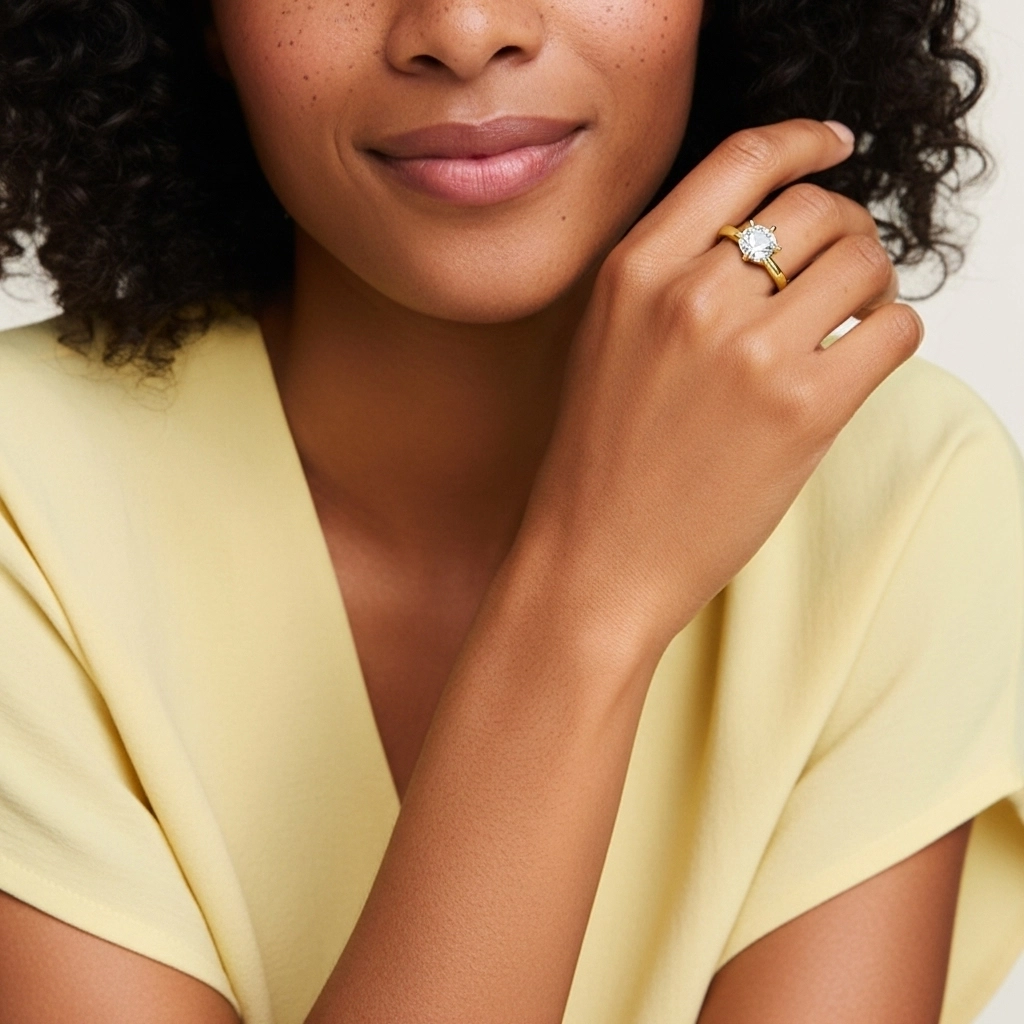 1.00ct Moissanite Engagement Ring 18K Gold