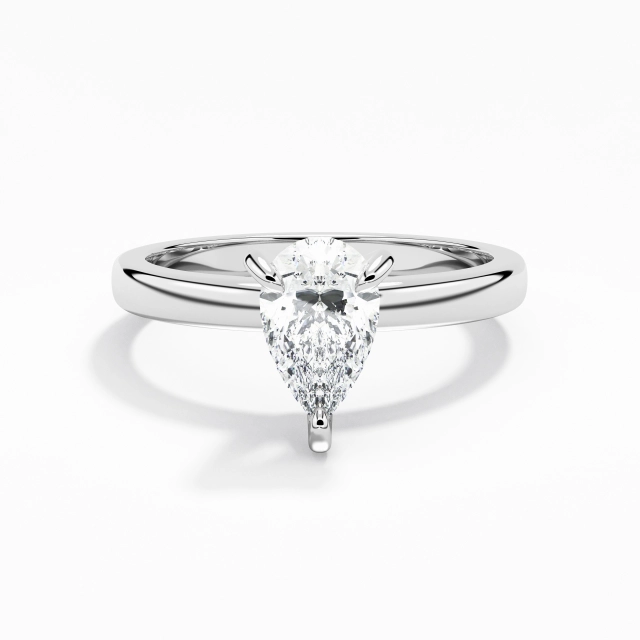 1.00ct Pear Moissanite Engagement Ring 925 Sterling Silver Prong Simple Traditional Shank