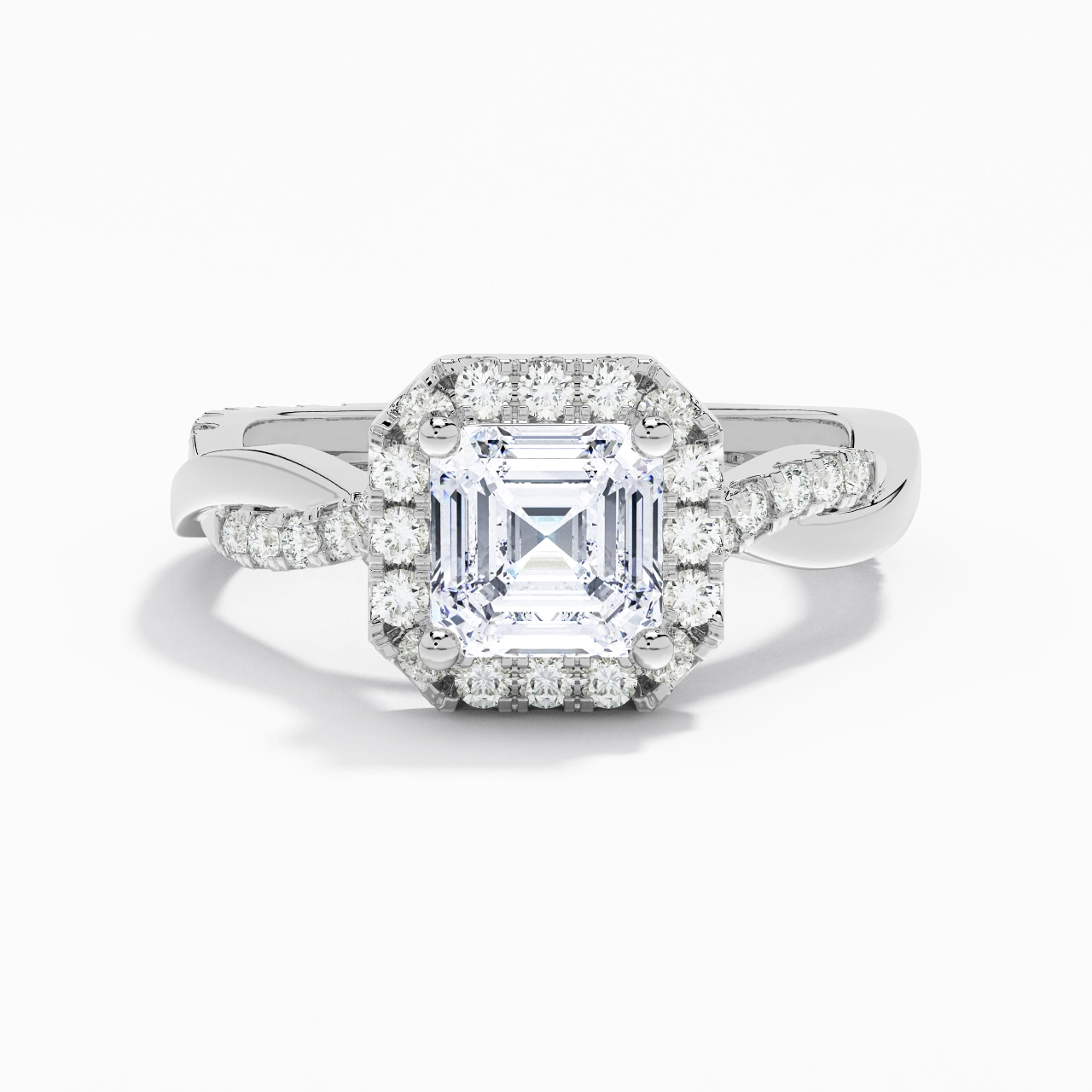 Gracieux Asscher 1.50ct Moissanite Bague de fiançailles