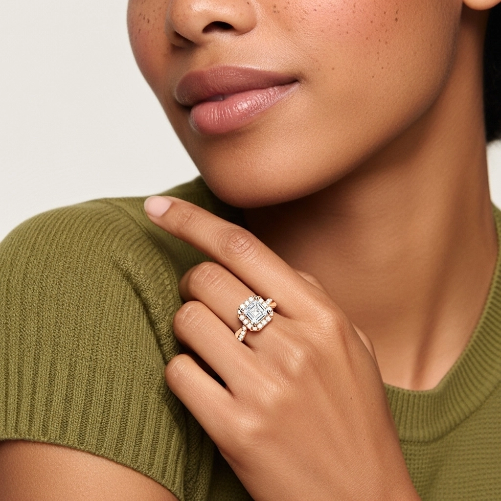 Graceful Asscher 2.00ct Moissanite Engagement Ring