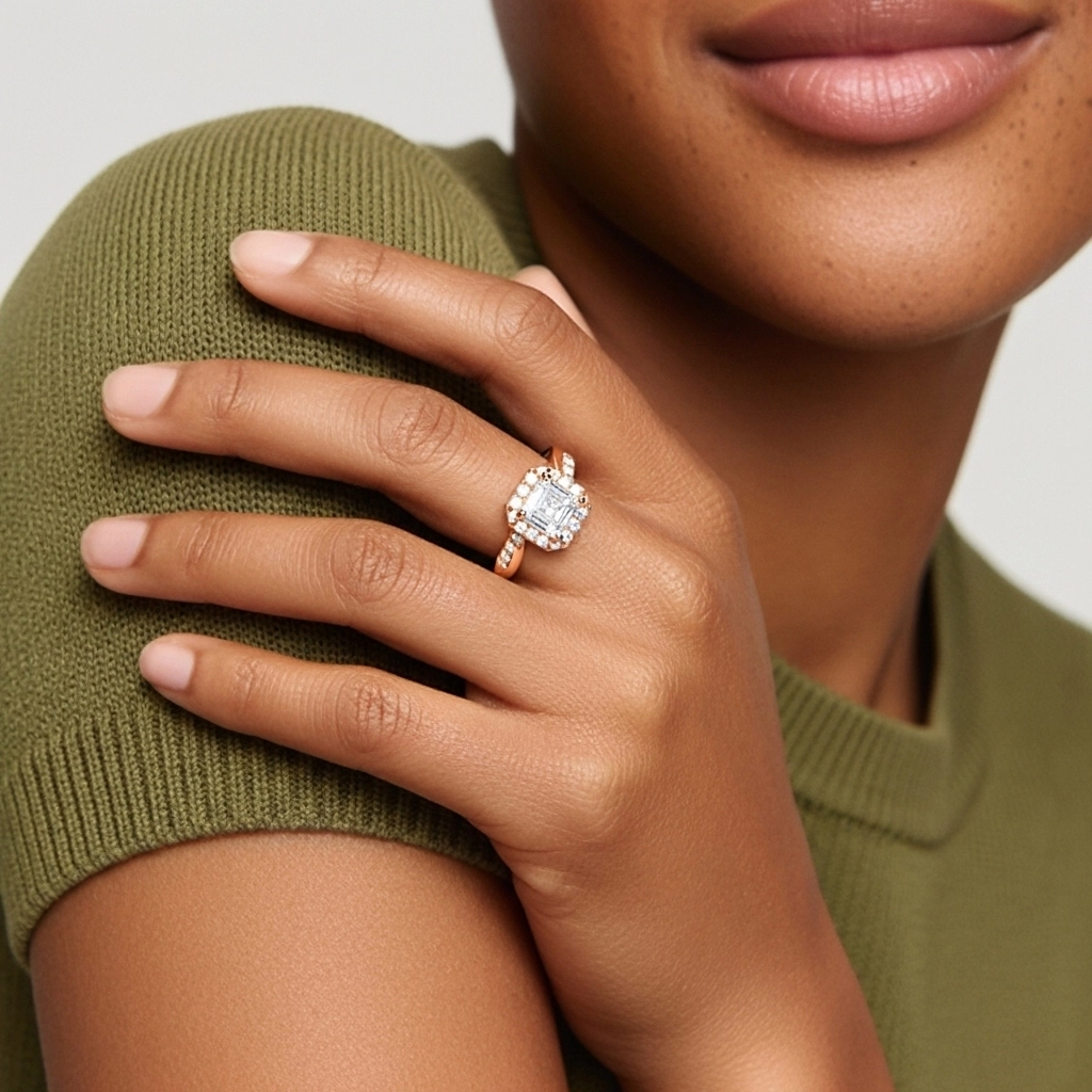 Graceful Asscher 2.00ct Moissanite Engagement Ring