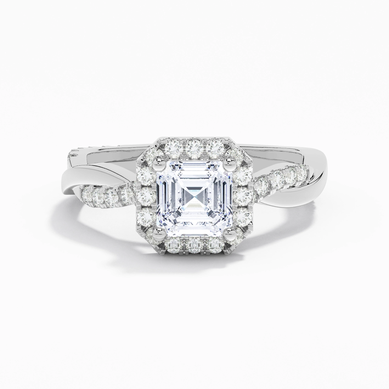 Gracieux Asscher 1.00ct Moissanite Bague de fiançailles