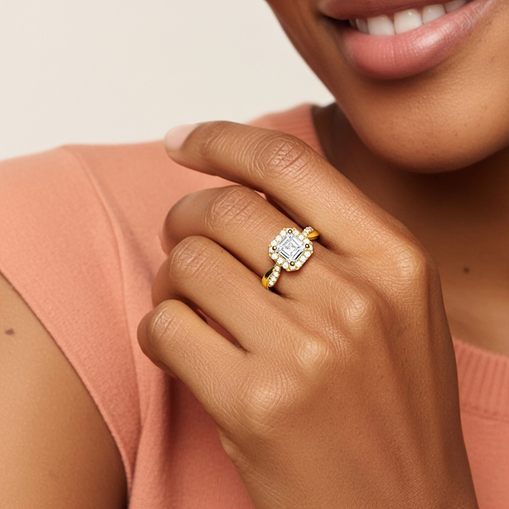 Graceful Asscher 2.00ct Moissanite Engagement Ring