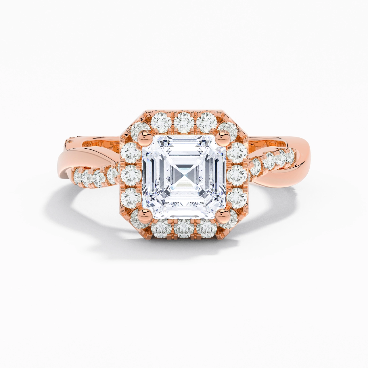 Graceful Asscher 2.00ct Moissanite Engagement Ring