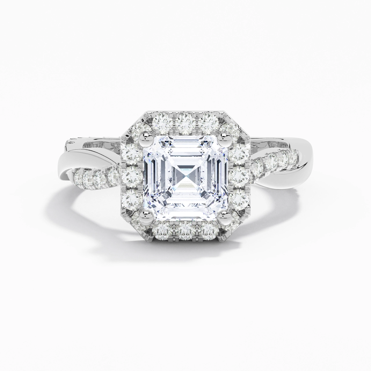 Graceful Asscher 2.00ct Moissanite Engagement Ring