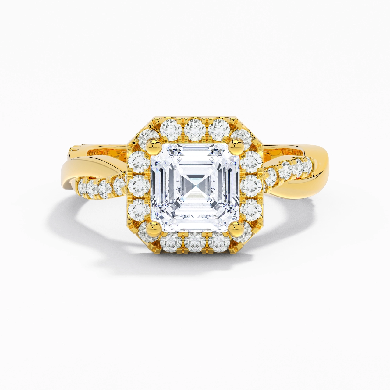 Graceful Asscher 2.00ct Moissanite Engagement Ring