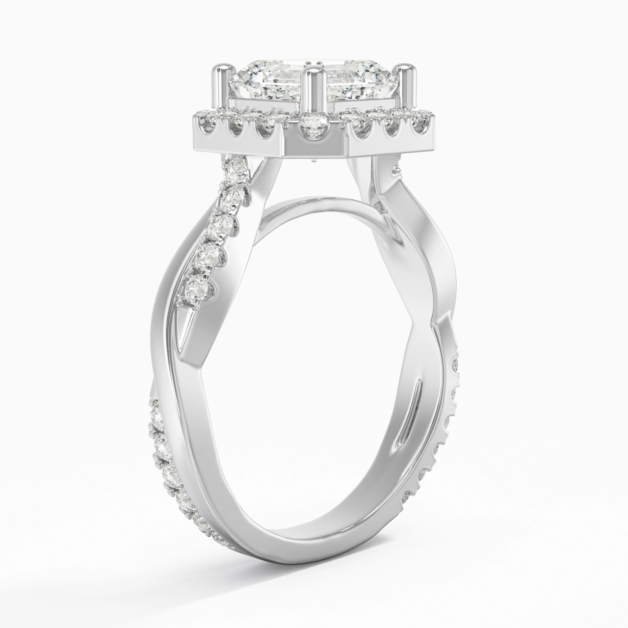 Graceful Asscher 2.00ct Moissanite Engagement Ring