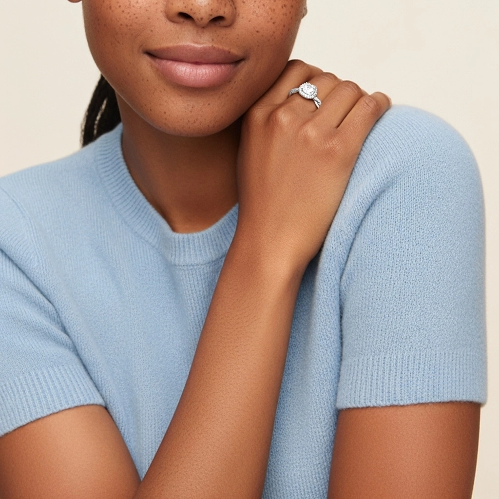 Halo Cathedral Engagement Ring 1.50ct Moissanite