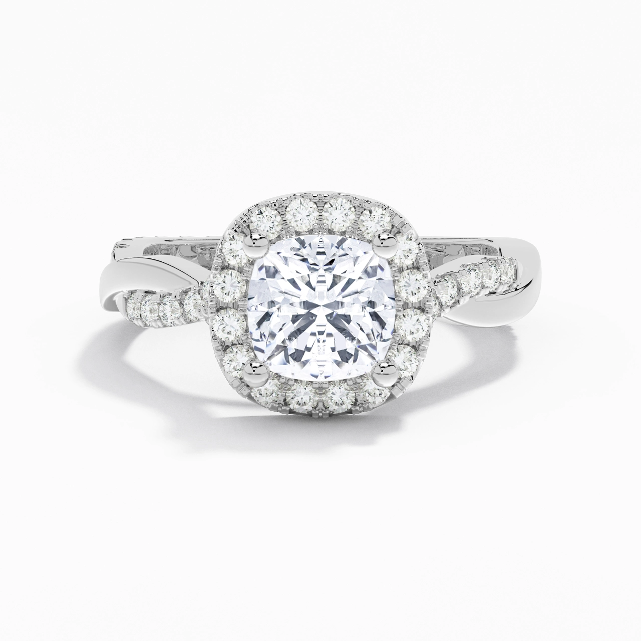 Halo Cathedral Engagement Ring 2.00ct Moissanite