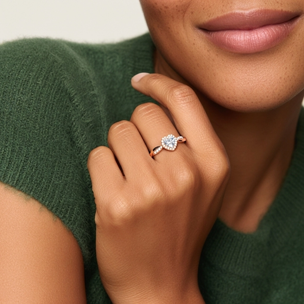 Halo Cathedral Engagement Ring 1.00ct Moissanite