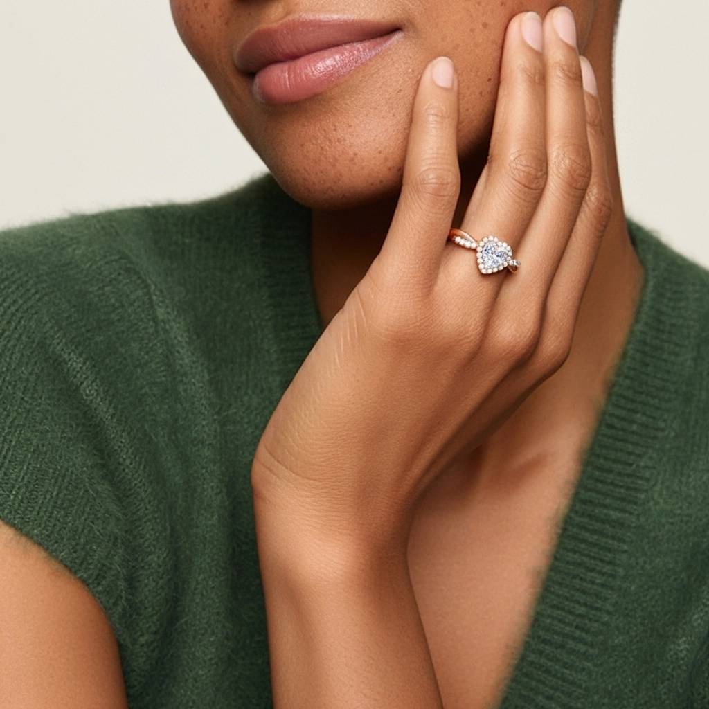 Halo Cathedral Engagement Ring 1.00ct Moissanite