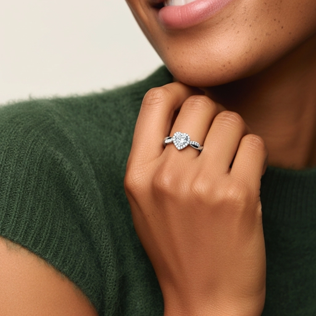 Halo Cathédrale Bague de fiançailles 1.00ct Moissanite