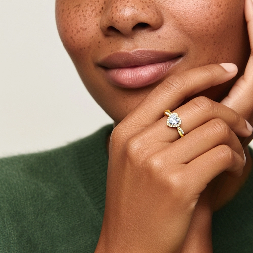 Graceful Heart 1.50ct Moissanite Engagement Ring