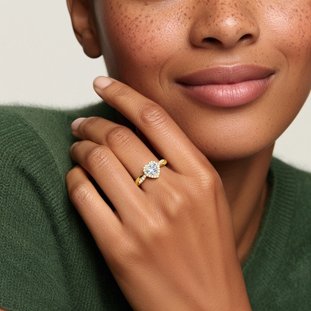 Graceful Heart 1.50ct Moissanite Engagement Ring