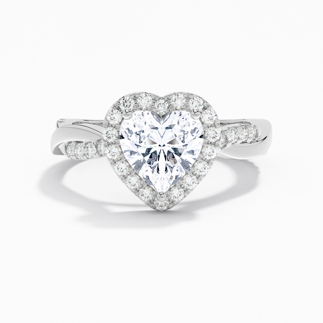 Graceful Heart 2.00ct Moissanite Engagement Ring