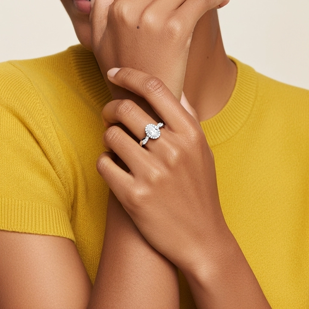 Gracieux Ovale 1.50ct Moissanite Bague de fiançailles