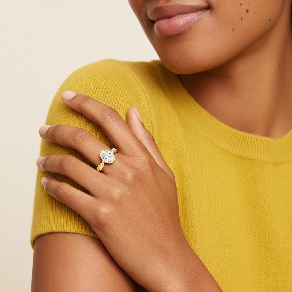 Graceful Oval 1.00ct Moissanite Engagement Ring