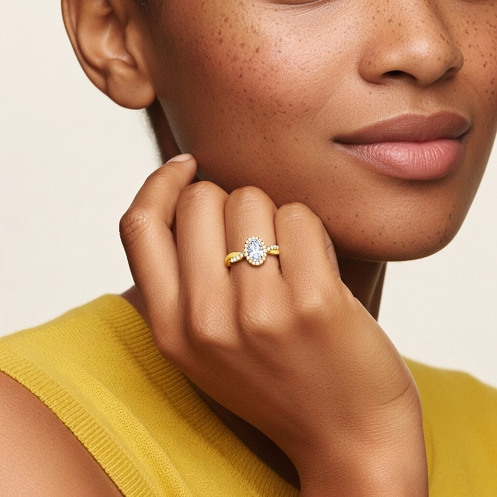 Halo Cathedral Engagement Ring 1.00ct Moissanite