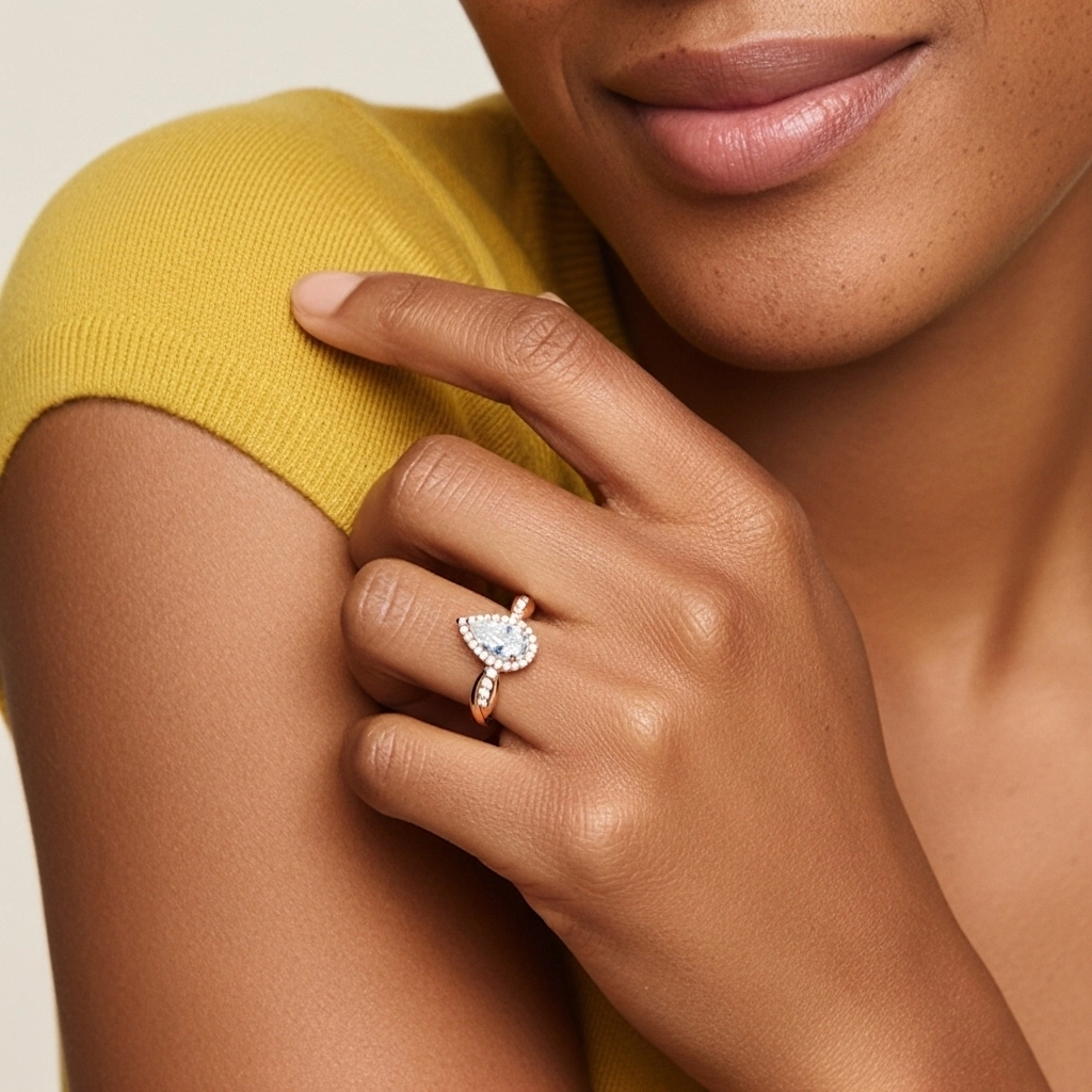 Graceful Pear 1.00ct Moissanite Engagement Ring