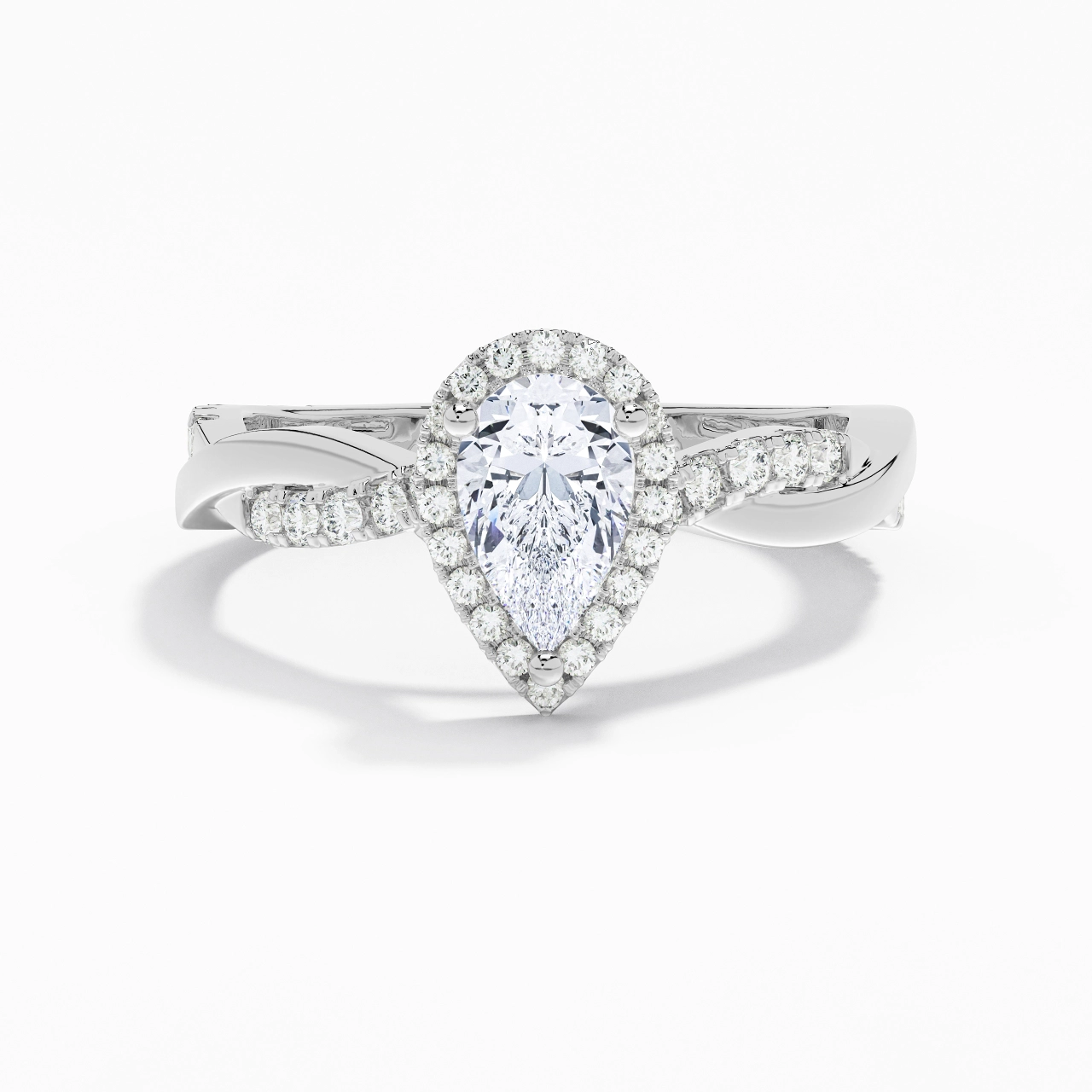 Graceful Pear 1.00ct Moissanite Engagement Ring