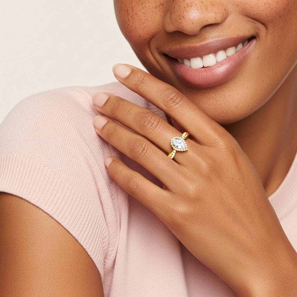 Graceful Pear 1.00ct Moissanite Engagement Ring