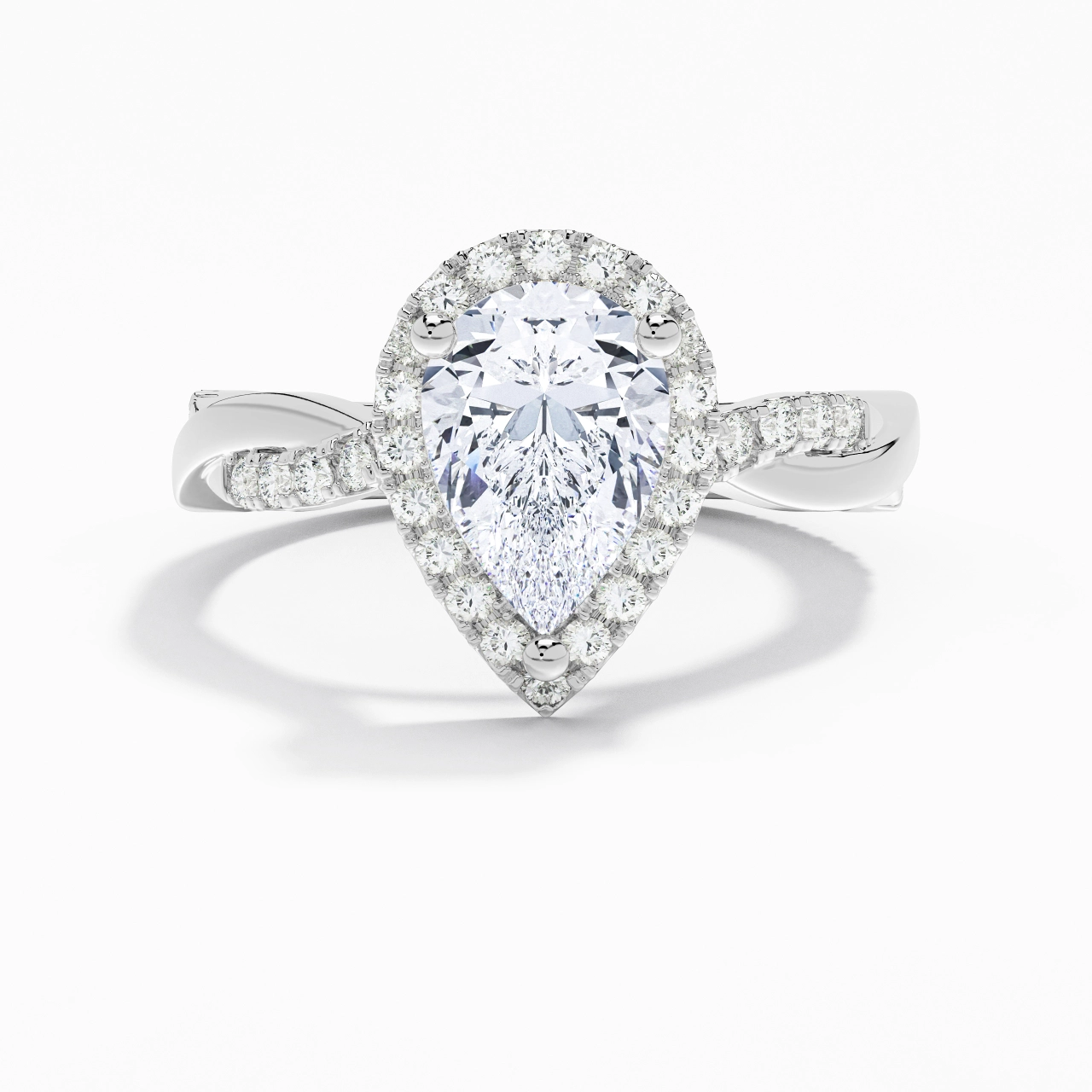 Halo Cathedral Engagement Ring 2.00ct Moissanite