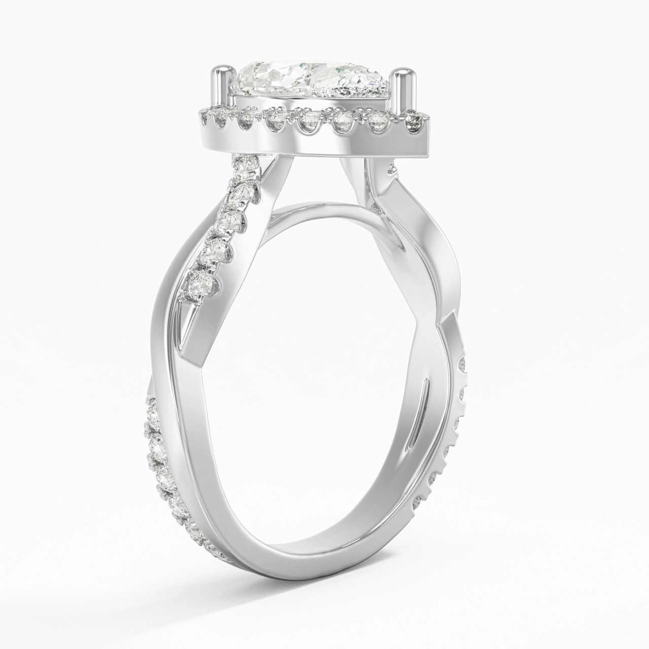 Halo Cathedral Engagement Ring 2.00ct Moissanite