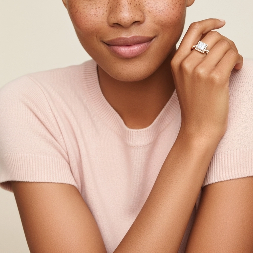 Graceful Princess 1.00ct Moissanite Engagement Ring