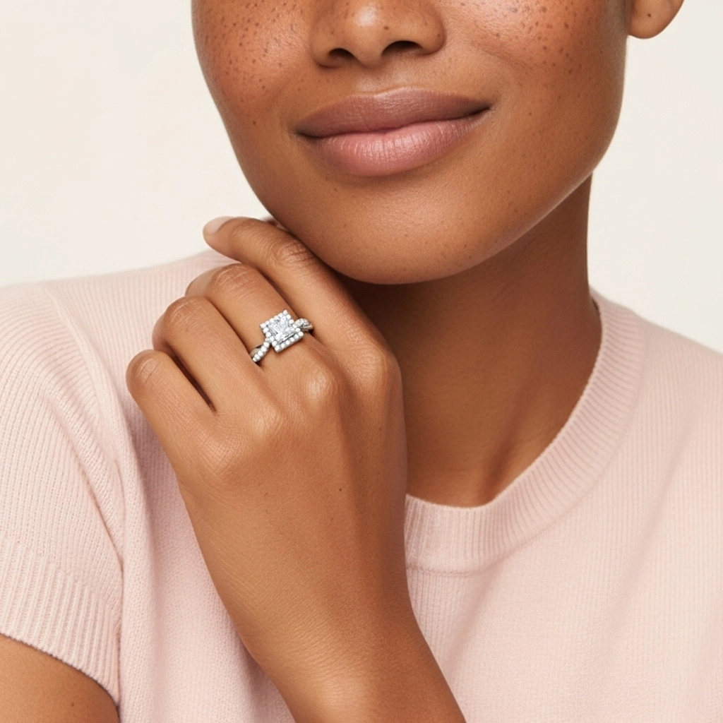 Gracieux Princesse 2.00ct Moissanite Bague de fiançailles