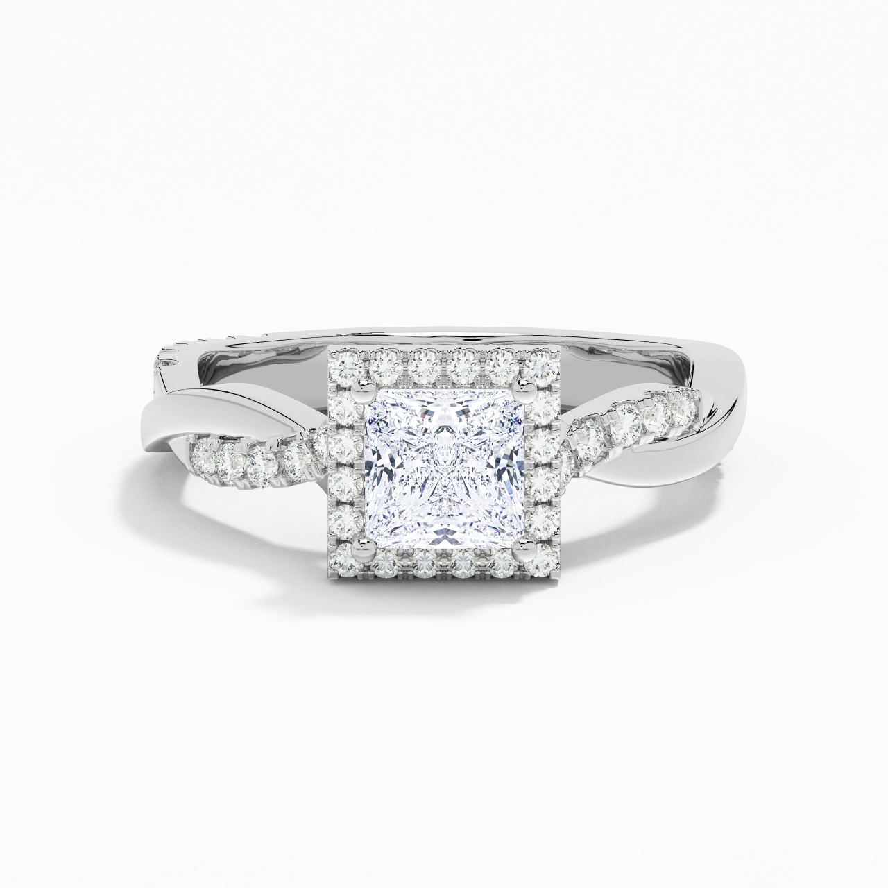 Graceful Princess 1.00ct Moissanite Engagement Ring