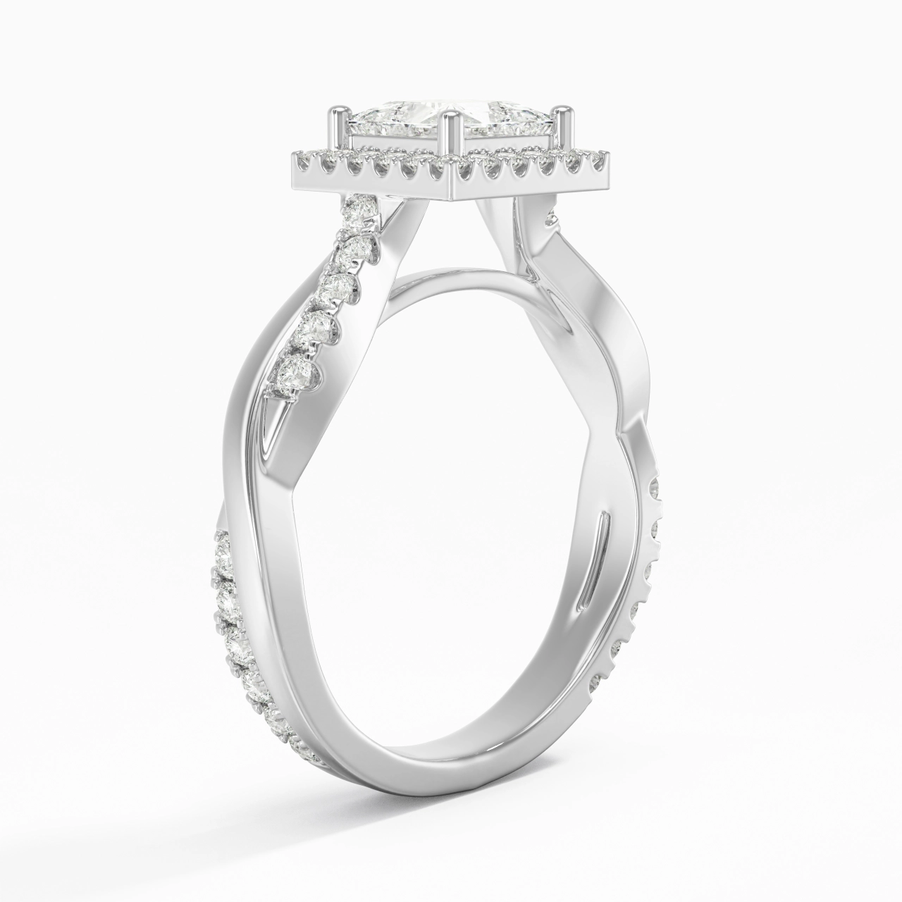 Graceful Princess 1.00ct Moissanite Engagement Ring