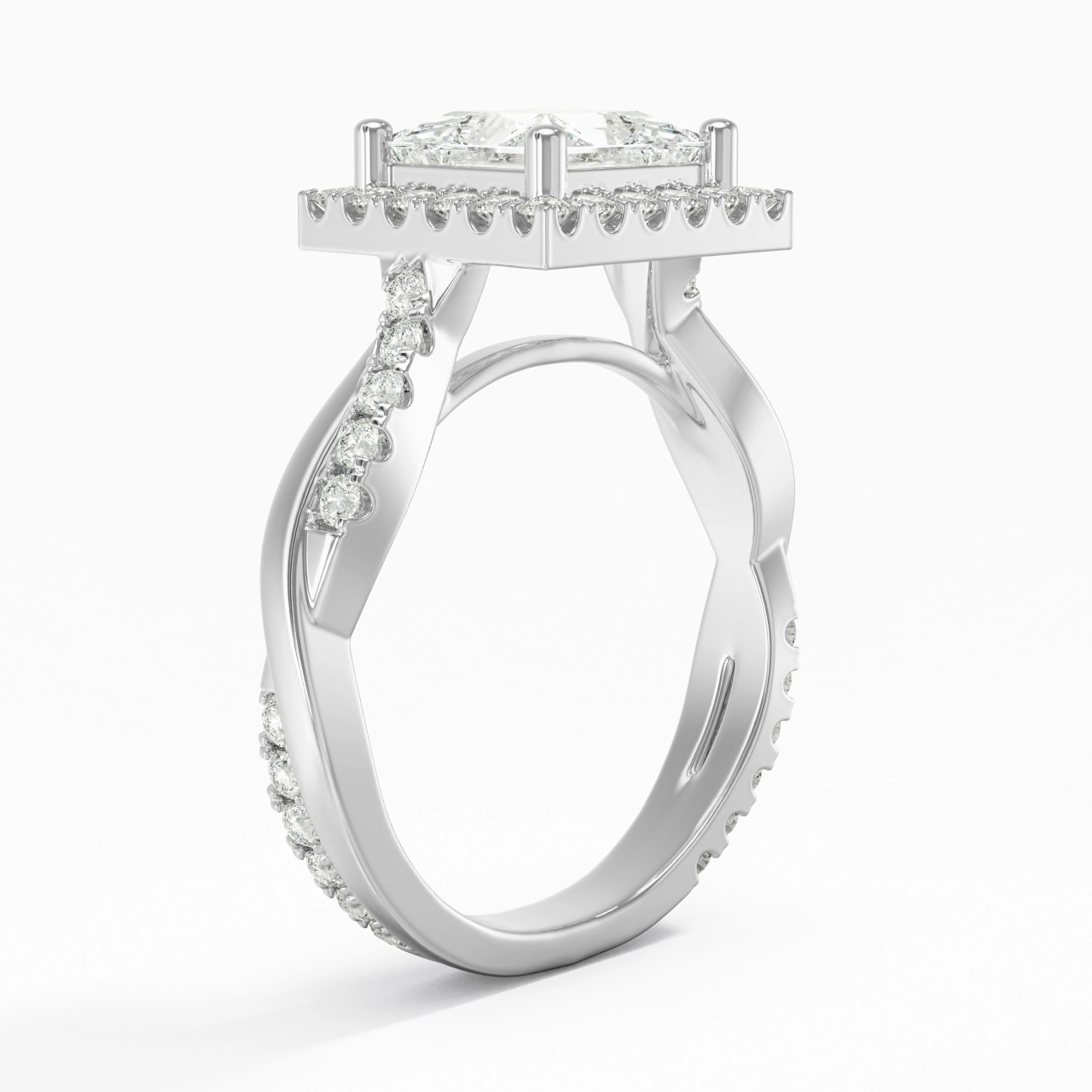 Graceful Princess 2.00ct Moissanite Engagement Ring