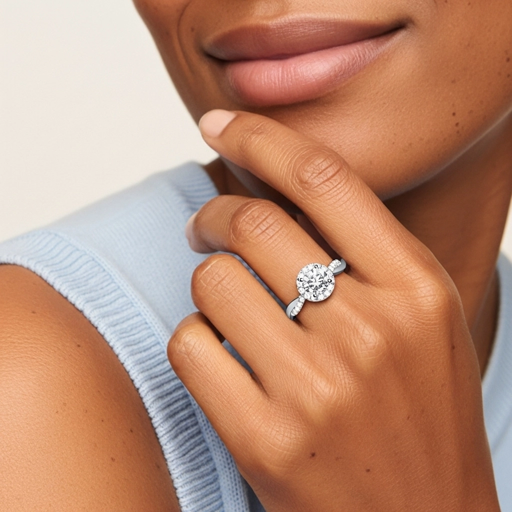 Graceful Round 1.00ct Moissanite Engagement Ring