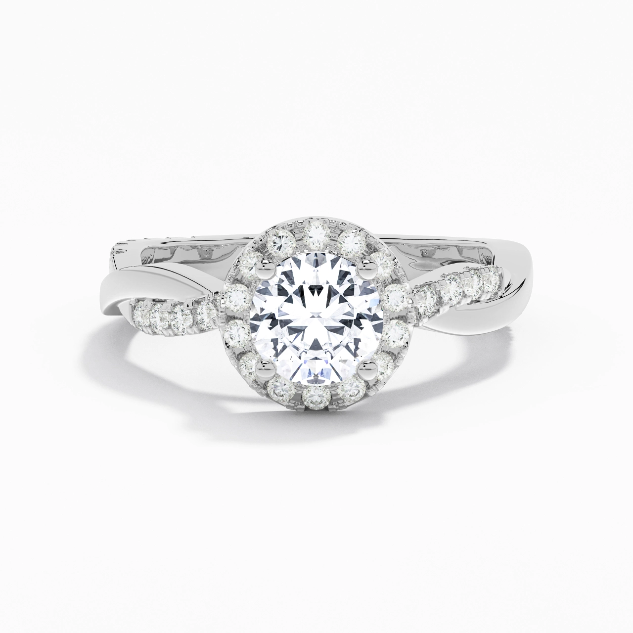 Graceful Round 1.00ct Moissanite Engagement Ring