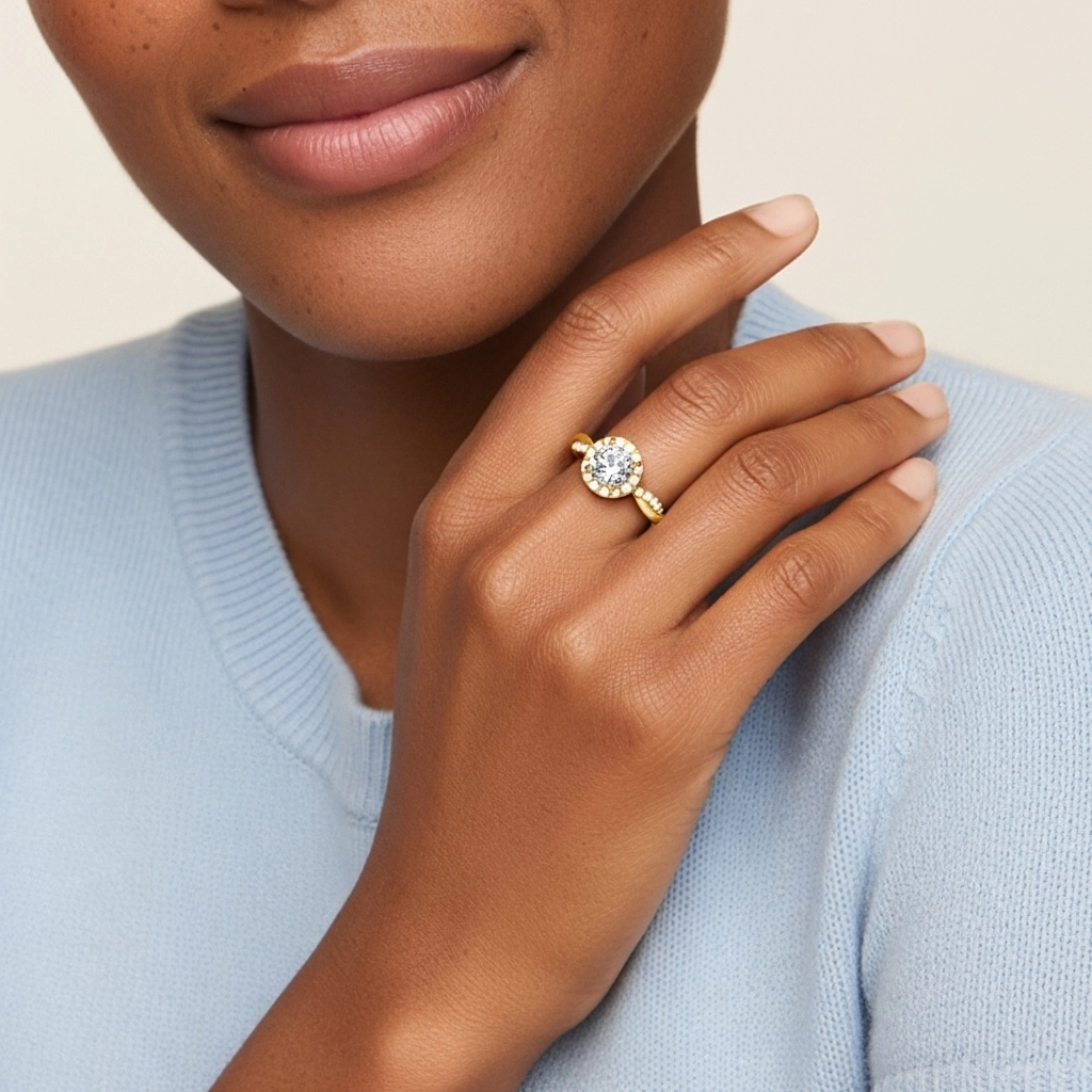 Halo Cathédrale Bague de fiançailles 2.00ct Moissanite