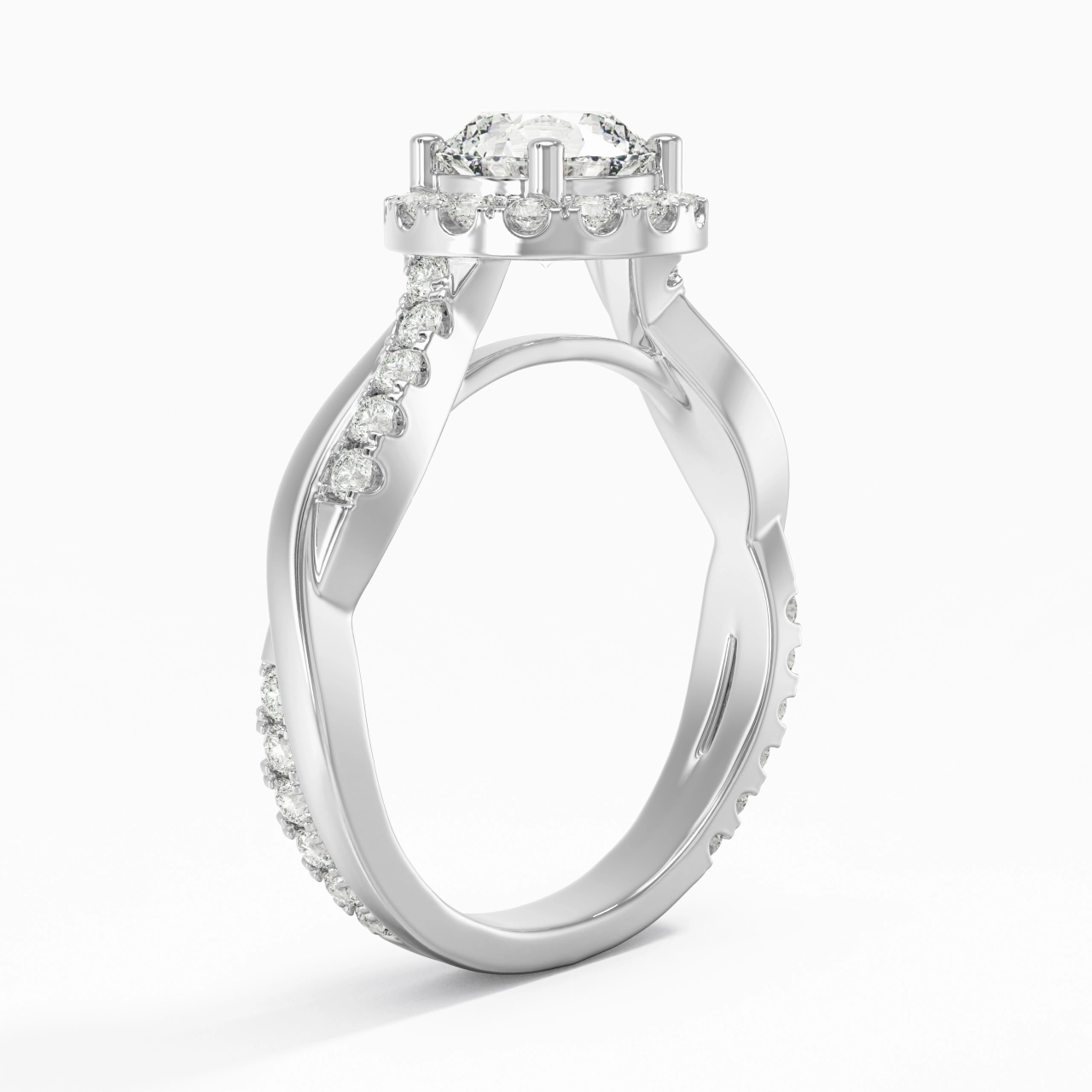 Graceful Round 1.00ct Moissanite Engagement Ring