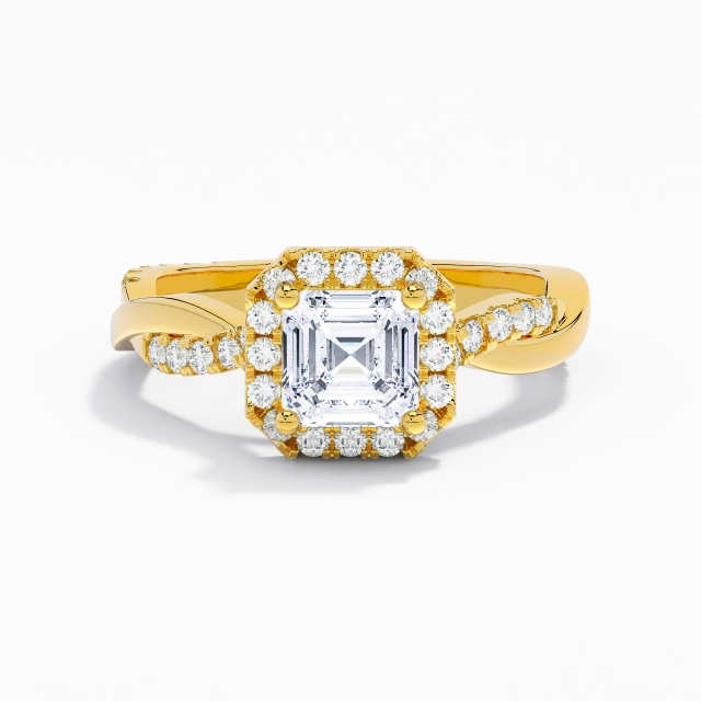Criss Cross Graceful Halo Cathedral Engagement Ring Moissanite 1.00ct Asscher 925 Sterling Silver