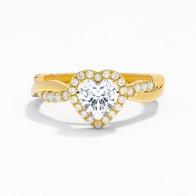 Cruzado Empfind Aro de halo Gótico Anillo de Compromiso Moissanita 1.00ct Corazón Plata esterlina 925