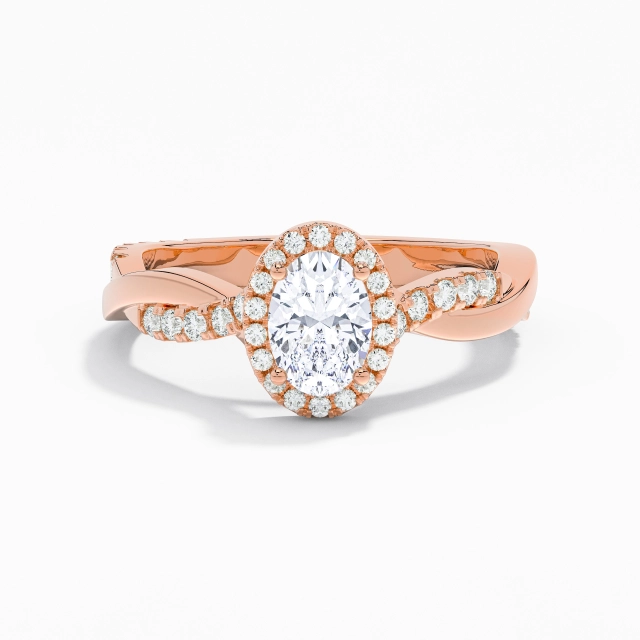 Criss Cross Graceful Halo Cathedral Engagement Ring Moissanite 1.00ct Oval 925 Sterling Silver