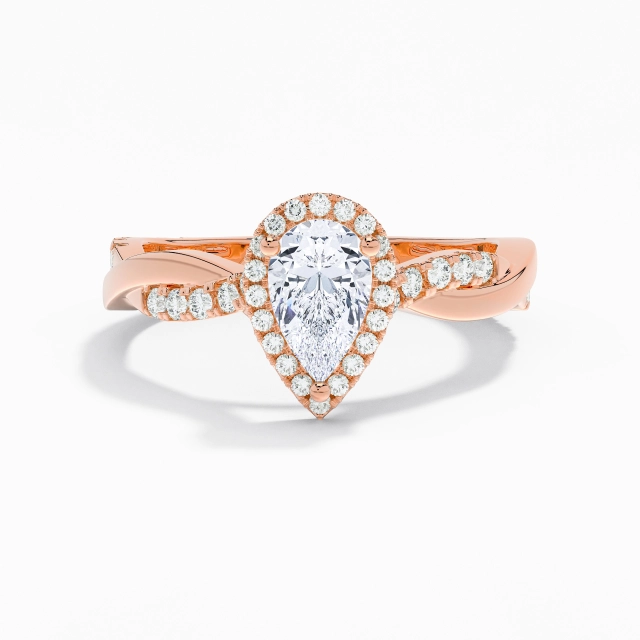 Cruzado Empfind Aro de halo Gótico Anillo de Compromiso Moissanita 1.00ct Pera Plata esterlina 925