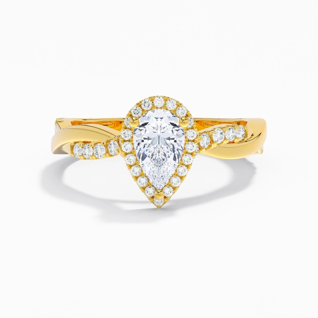 Criss Cross Graceful Halo Cathedral Engagement Ring Moissanite 1.00ct Pear 925 Sterling Silver