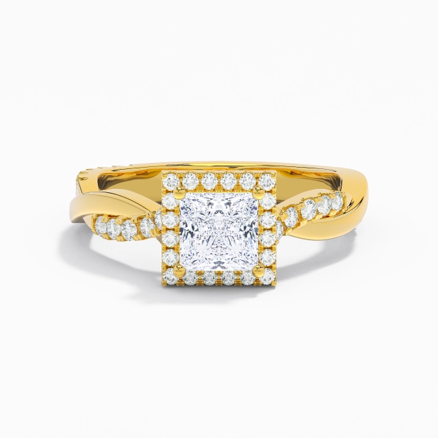 Criss Cross Graceful Halo Cathedral Engagement Ring Moissanite 1.00ct Princess 925 Sterling Silver