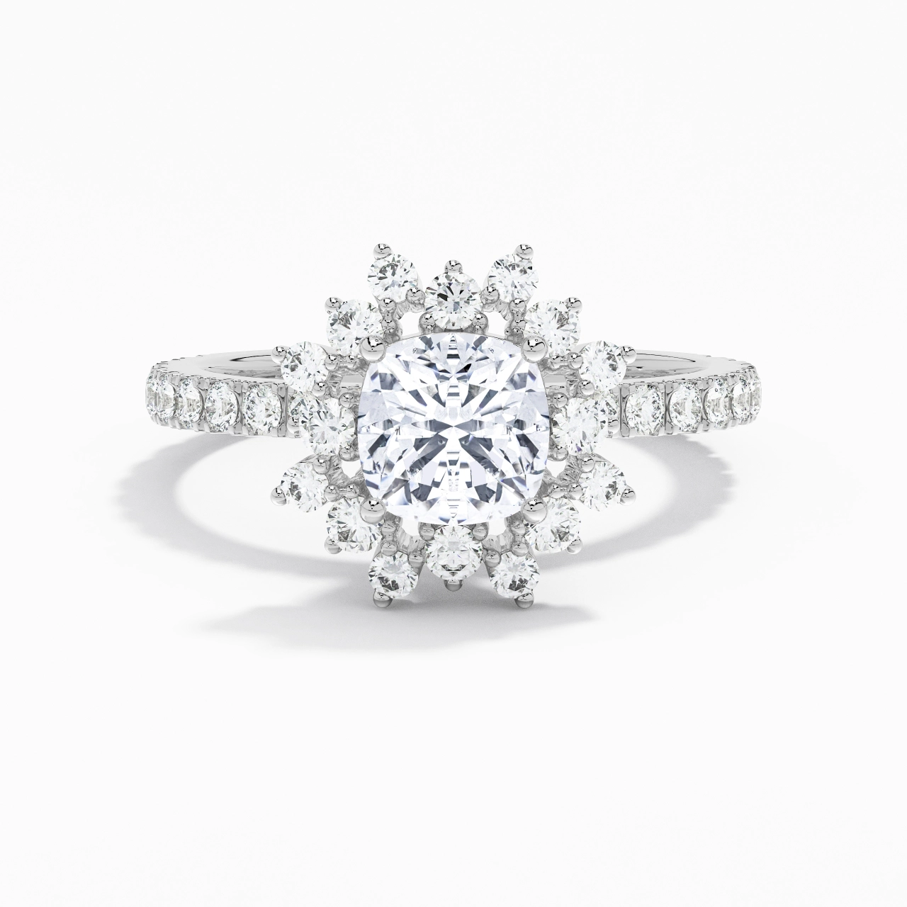 Le luxe Coussin 1.50ct Moissanite Bague de fiançailles