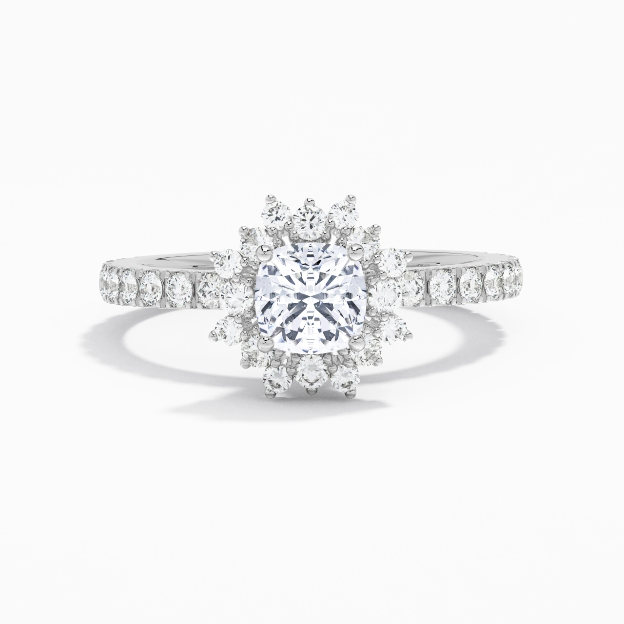 Luxury Cushion 1.00ct Moissanite Engagement Ring