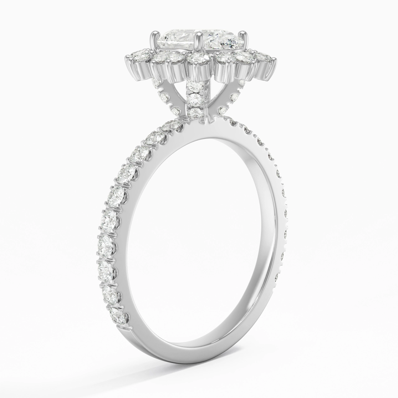 Le luxe Ovale 1.50ct Moissanite Bague de fiançailles