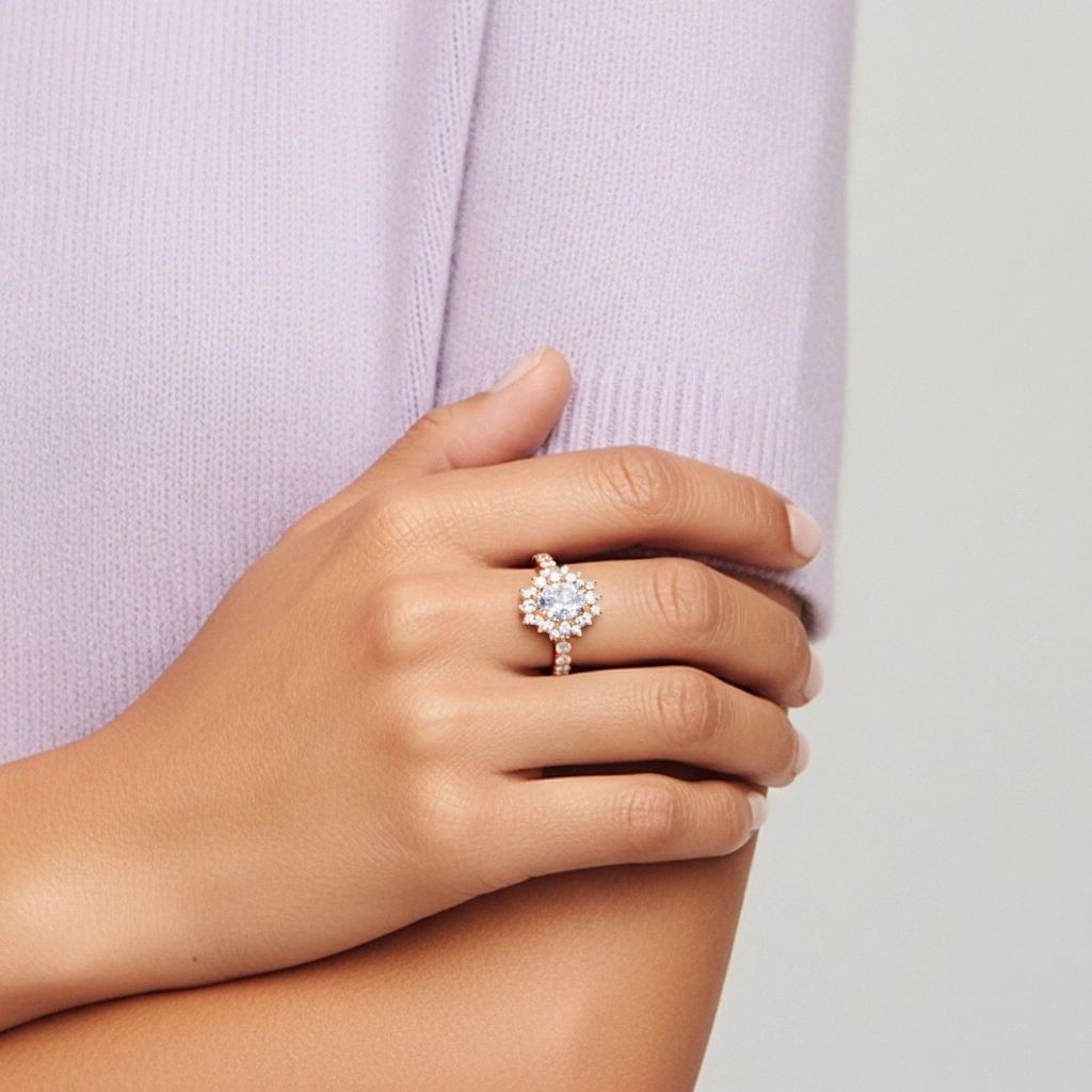 Le luxe Ovale 2.00ct Moissanite Bague de fiançailles