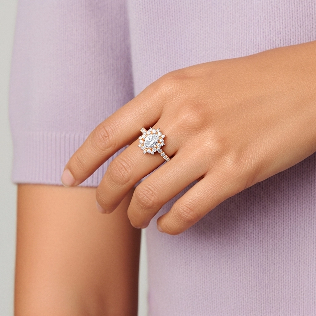 Le luxe Ovale 2.00ct Moissanite Bague de fiançailles