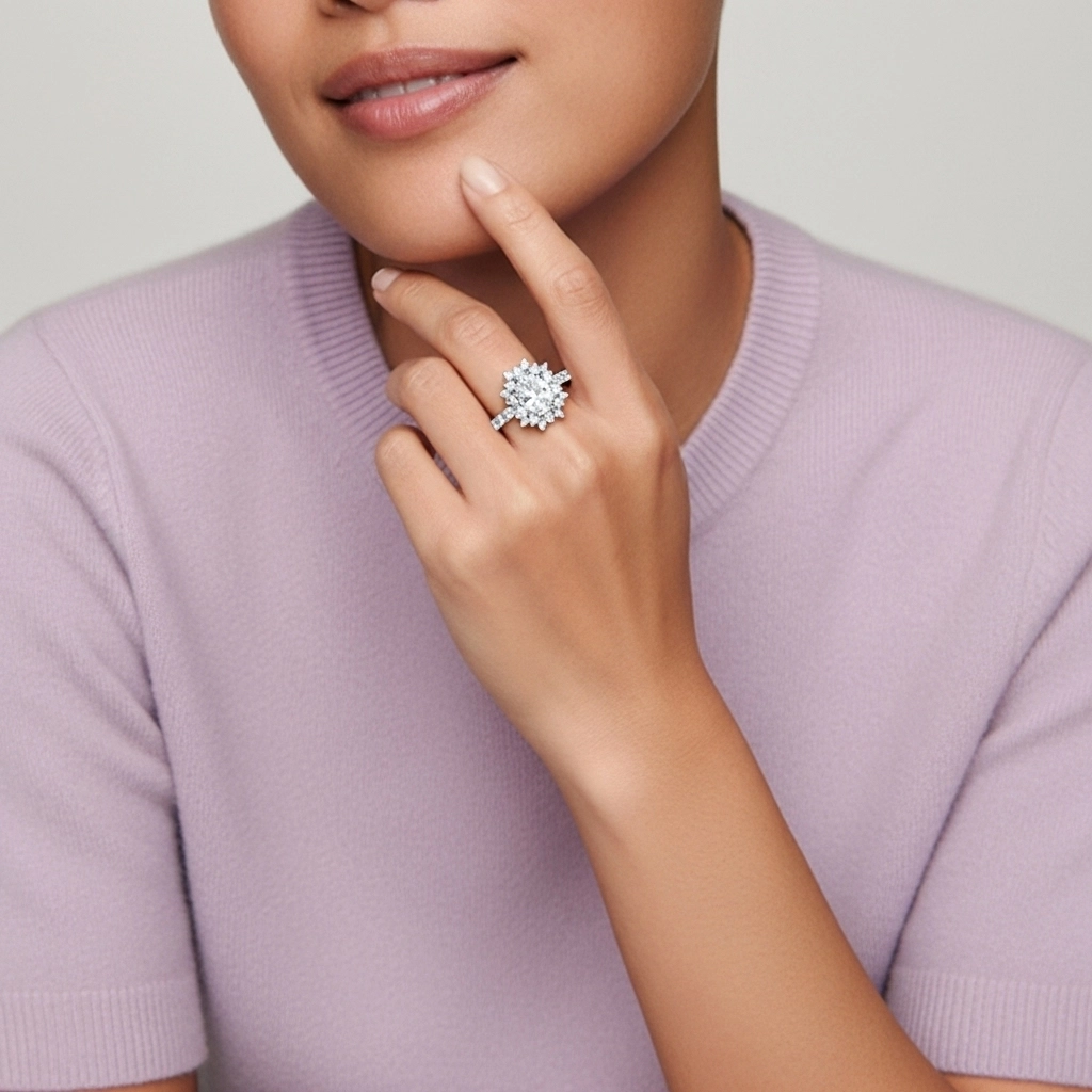 Le luxe Ovale 2.00ct Moissanite Bague de fiançailles