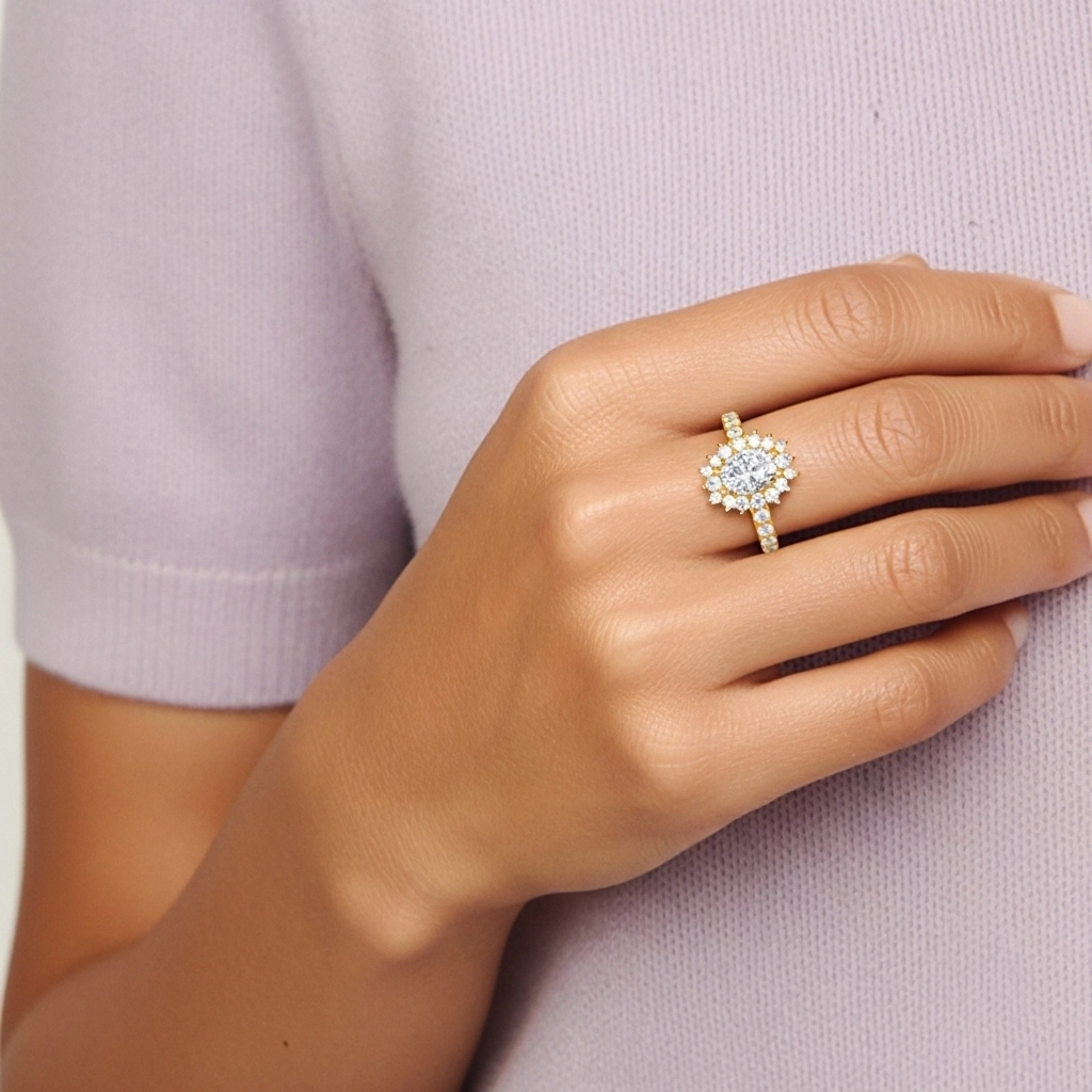 Argent sterling 925 Moissanite Bague de fiançailles